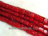 16" 25-20mm red column shape natural loose coral strand
