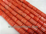 16" 18-20mm red column shape natural loose coral strand