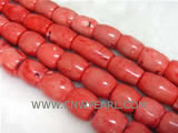16" 15-20mm column shape red natural loose coral strand