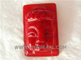 20-33mm red rectangle buddha head shape natural coral pendant