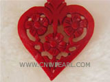 35-40mm red peach heart shape natural coral pendant