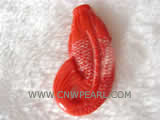 20-45mm orange fish shape natural coral pendant