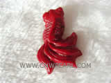 25-40mm red goldfish natural coral pendant