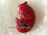 15-25mm red fish shape natural coral pendant