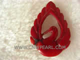 25-35mm red swan shape natural coral pendant