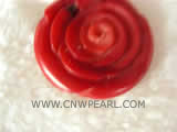 30mm orange & red flower shape natural coral pendant
