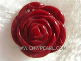 20mm carmine flower shape natural coral pendant