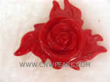 30-35mm red flower shape & leaf shape natural coral pendant