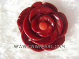 30mm dark red flower shape natural coral pendant