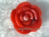 25mm orange & pink flower shape natural coral pendant