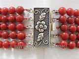 5 rows 18" 5mm red round natural coral necklace