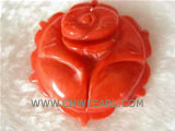 35mm red flower shape natural coral pendant