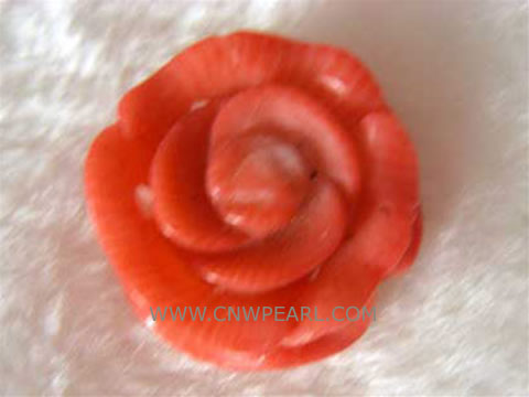 25mm red flower shape natural coral pendant