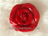 25mm red flower shape natural coral pendant