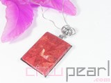 33*40mm red square coral pendant