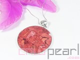 33*40mm red round and flat coral pendant