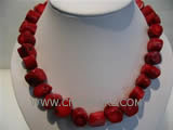 18" 13-16mm red irregular natural coral necklace