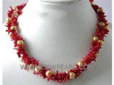 wholesale 3 rows 17" 3*7mm red branch off natural coral and 8*9m