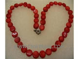 9*5mm red flat natural coral necklace