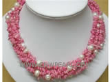 branch of natural coral and 8-9mm freshwater pearl necklace