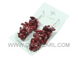wholesale 3cm branch red coral sterling dangling earrings
