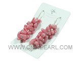 3cm branch pink coral sterling dangling earrings