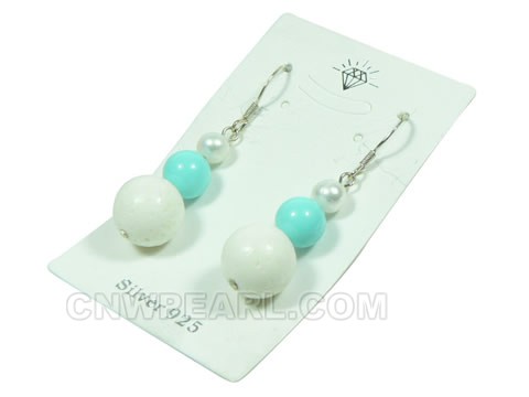 wholesale three different beads sterling dangling earrings