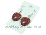 20*20mm red heart-shaped coral sterling dangling earrings