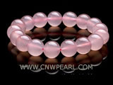 wholesale 7" 12.5mm pink round natural chalcedony bracelet