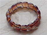 7" 13-14mm rectangle coffee purple fluorite bracelet