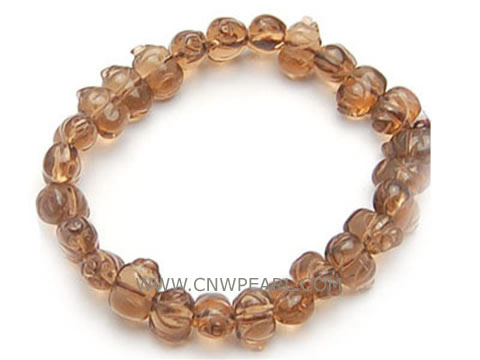 7" 8mm coffee irregular tea crystal bracelet