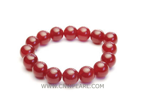 7" 12mm round red jade bracelet