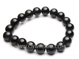 7" 10mm black round obsidian bracelet
