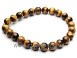 wholesale 7" 8mm yellow black round tigereye bracelet