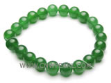 7" 14mm green round malay jade bracelet