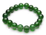 7" 12mm green round malay jade bracelet