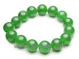 7" 12mm green round malay jade bracelet