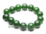 7" 12mm green round malay jade bracelet