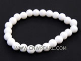 7" 8mm white round car driven bracelet