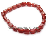 7" 8-10mm red column shape polyhedron dream agate bracelet