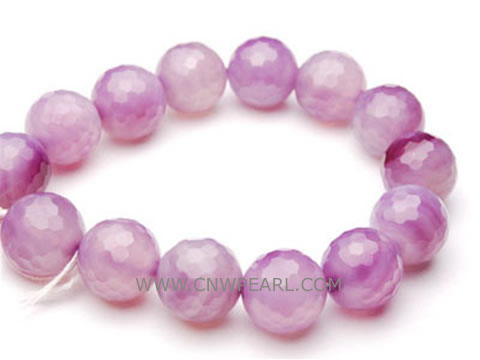7" 14mm purple round Brazil agate bracelet
