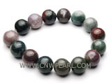 7" 12mm multicolor round india agate bracelet