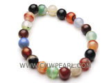 7" 8mm multicolor round agate bracelet