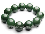 7" 18mm green round jade bracelet
