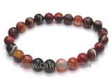 7" 8mm red round agate bracelet