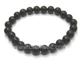 7" 8mm black round agate bracelet