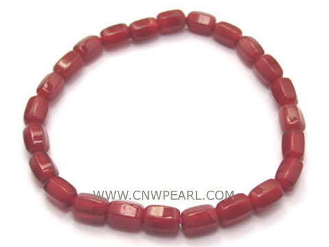 7" 8mm red round agate bracelet