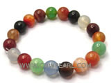 7" 10mm multicolor round agate bracelet