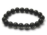 7" 8mm black round agate bracelet