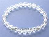 7" 9mm white round face crystal bracelet